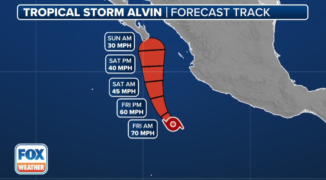Traiettoria tempesta tropicale Alvin