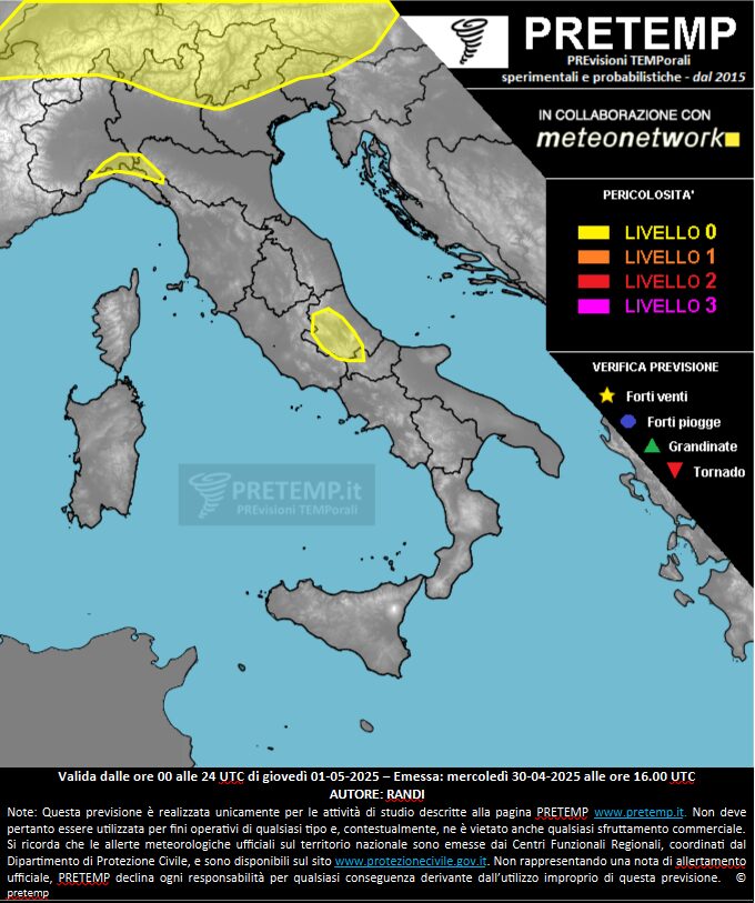 allerta meteo 1 maggio