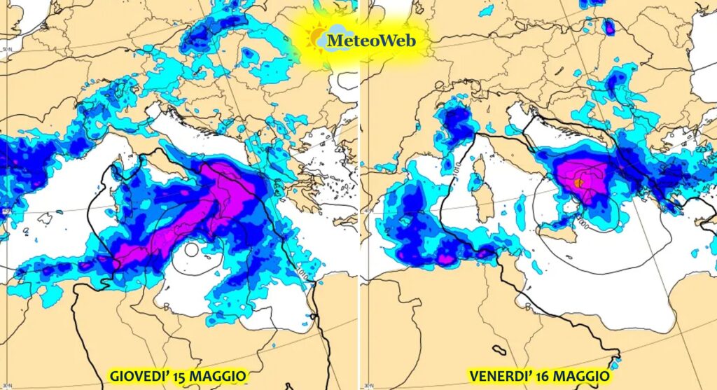 allerta meteo ciclone mediterraneo 15 e 16 maggio 2025