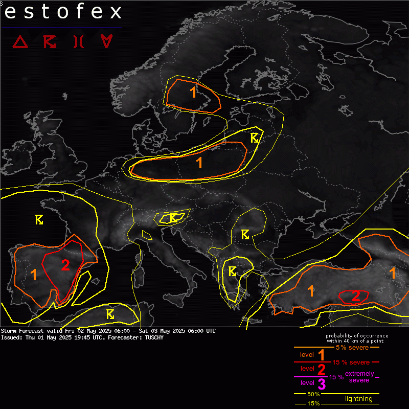allerta meteo estofex oggi domani