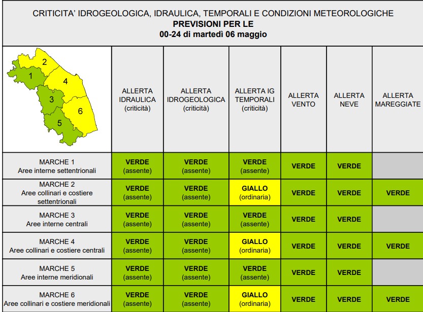 allerta meteo marche 6 maggio