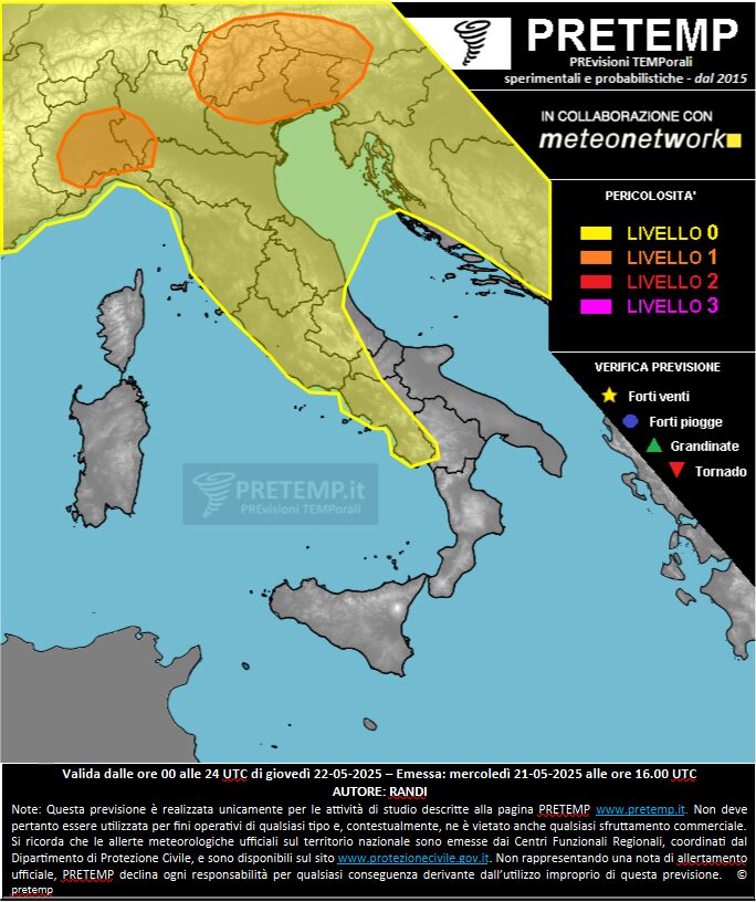 allerta meteo oggi 22 maggio