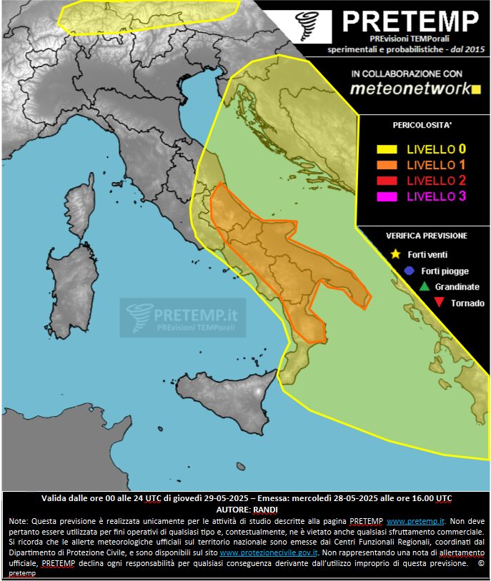allerta meteo oggi 29 maggio