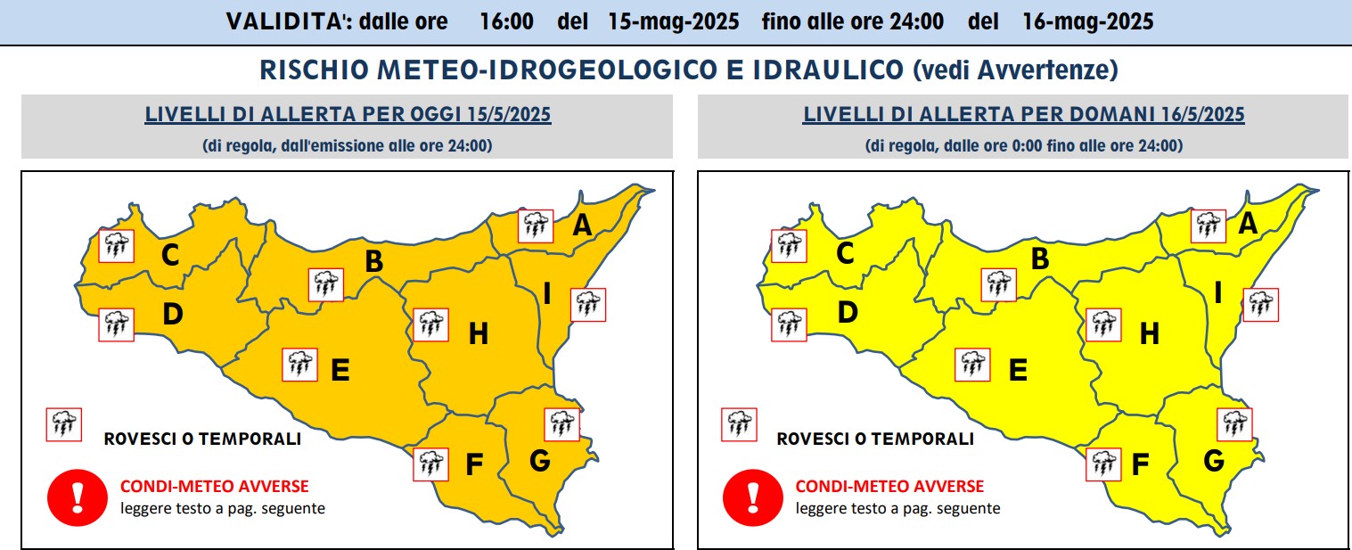 allerta meteo sicilia 15-16 maggio