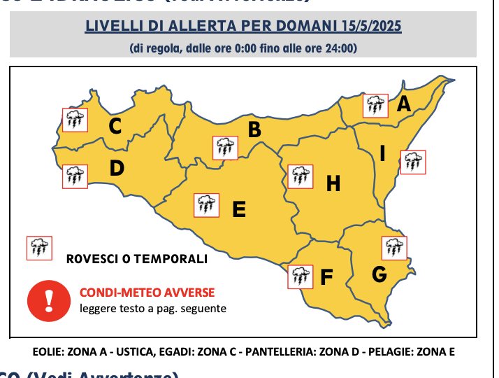 allerta meteo sicilia 15 maggio