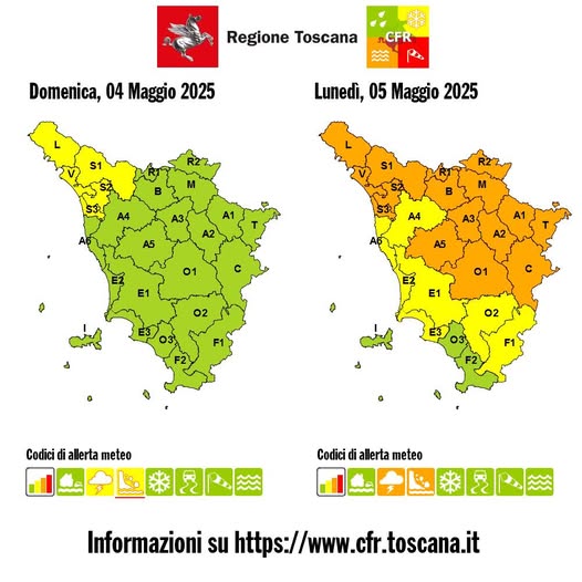 allerta meteo toscana 4-5 maggio