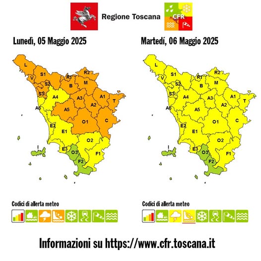 allerta meteo toscana 5-6 maggio