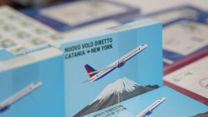 annullo filatelico volo catania-new york