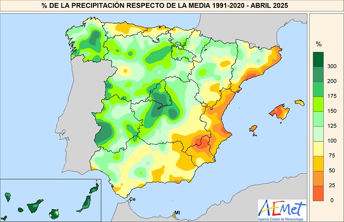 anomalia precipitazioni aprile 2025 spagna