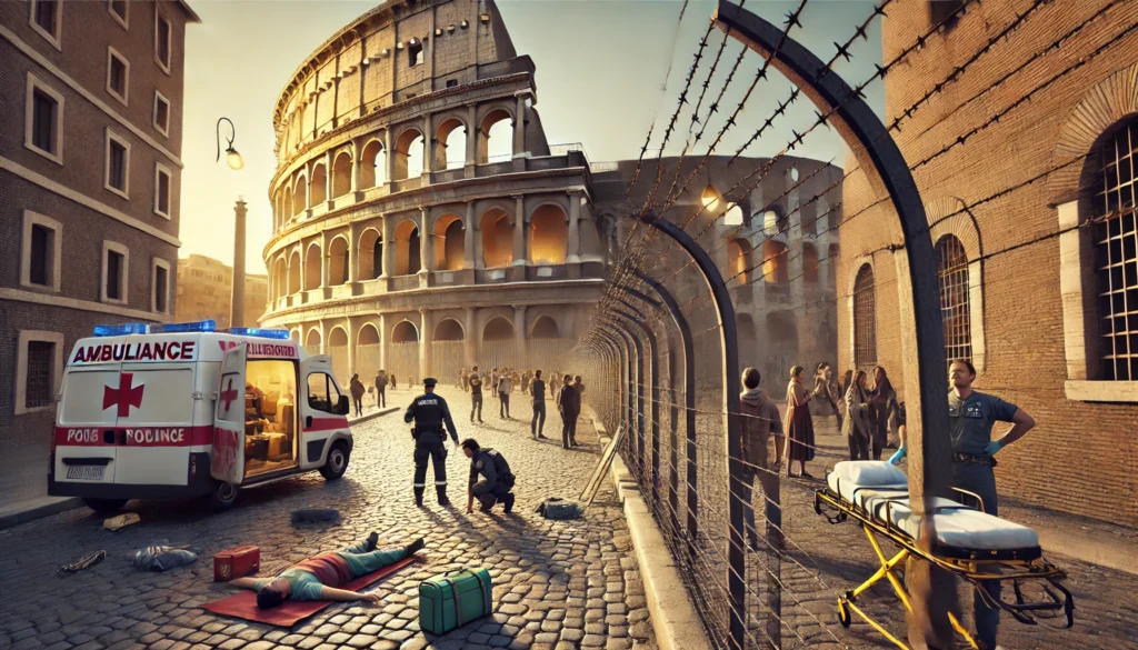 colosseo turista infilzato