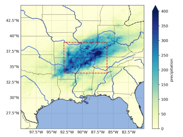 inondazioni valle mississippi centrale aprile 2025