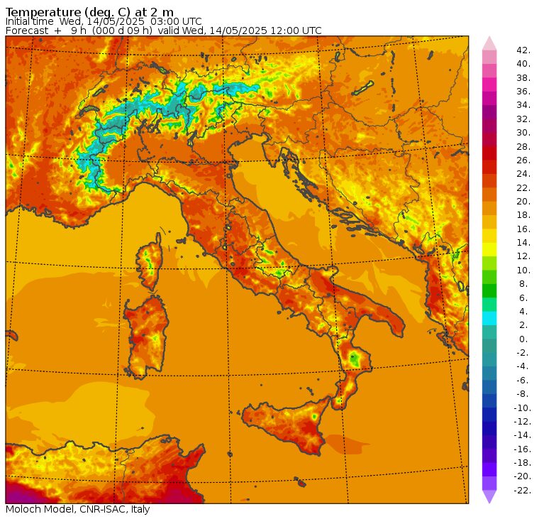 temperature massime 14 maggio