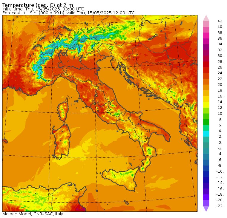 temperature massime 15 maggio