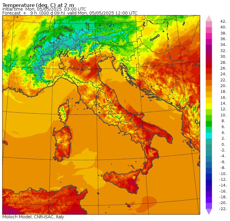 temperature massime 5 maggio