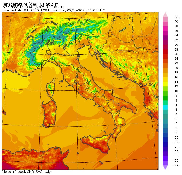 temperature massime 9 maggio