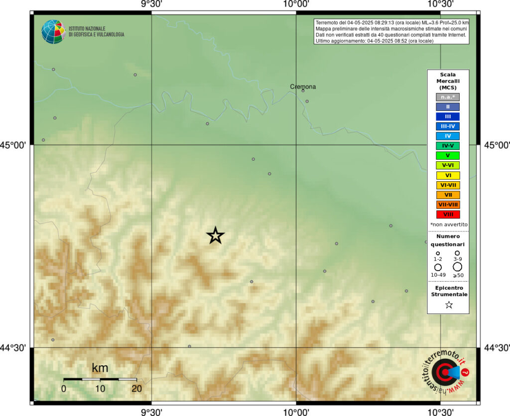 terremoto oggi emilia romagna piacenza