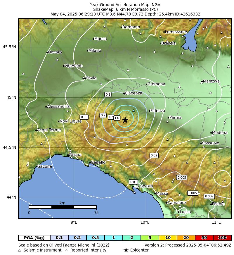 terremoto oggi emilia romagna piacenza