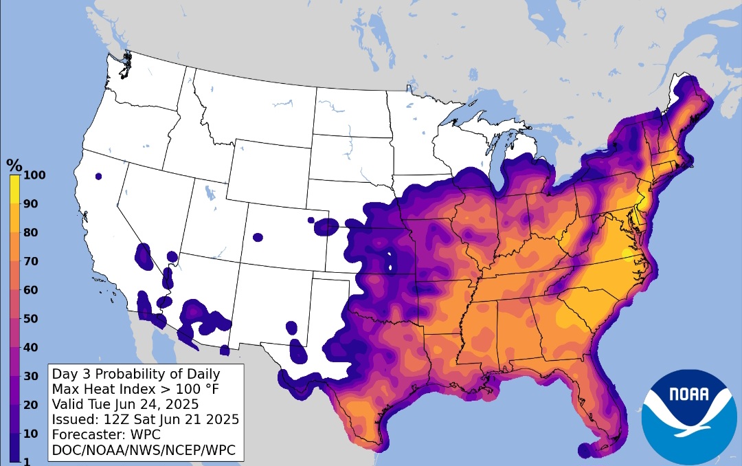 Allerta caldo USA noaa