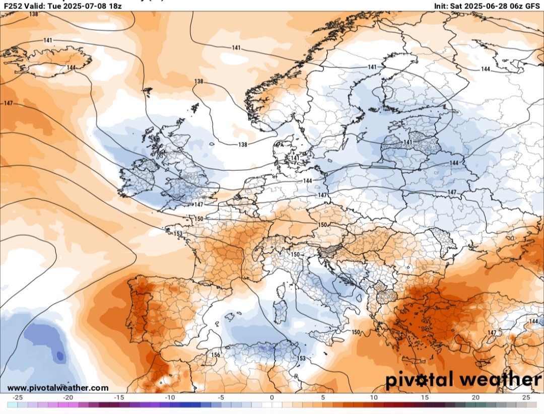 Anomalie temperature 850 hPa 7-8 luglio
