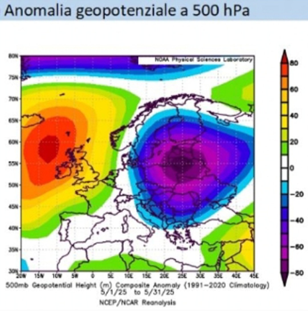 Anomalie 500 hPa Europa maggio