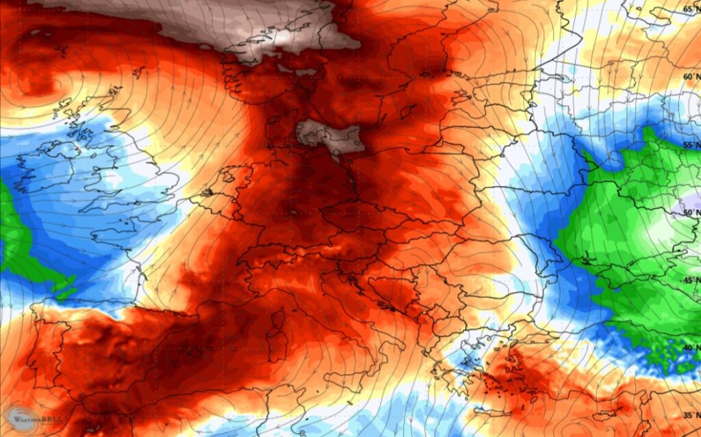 Anomalie temperatura 850 hpa 14 giugno