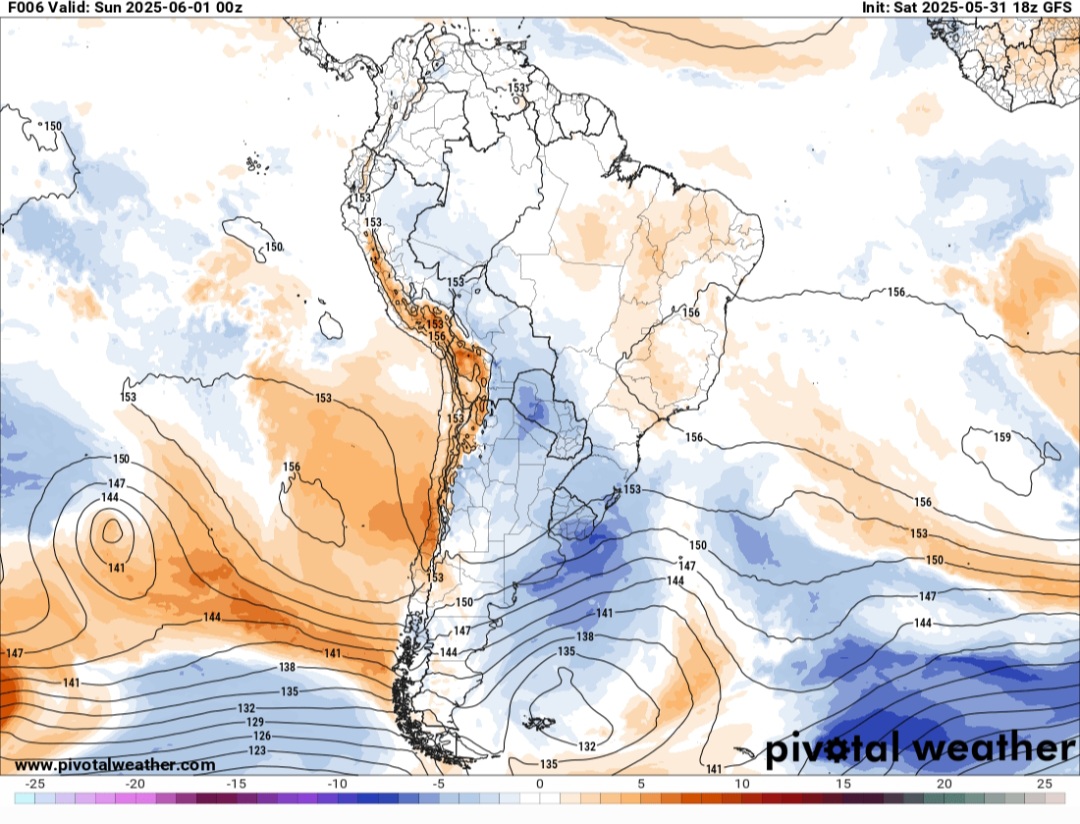 Anomalie temperatura 850 hpa sud America