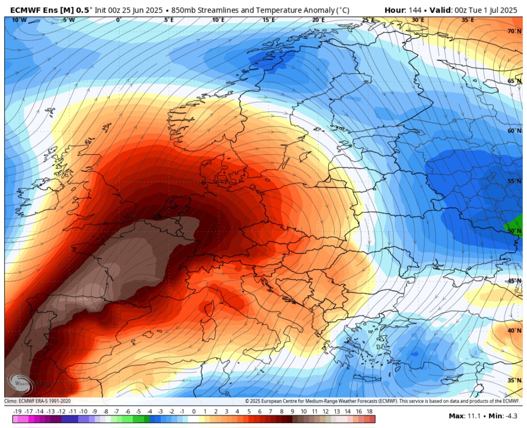 Anticiclone africano Penisola Iberica 1° luglio