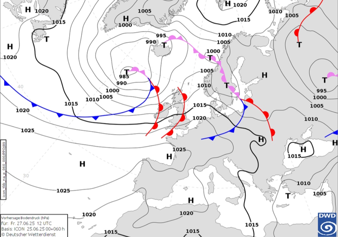 Anticiclone delle Azzorre 27 giugno