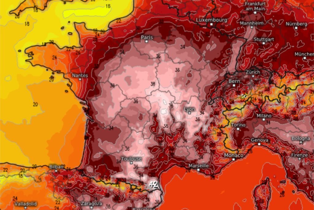 Caldo record Francia