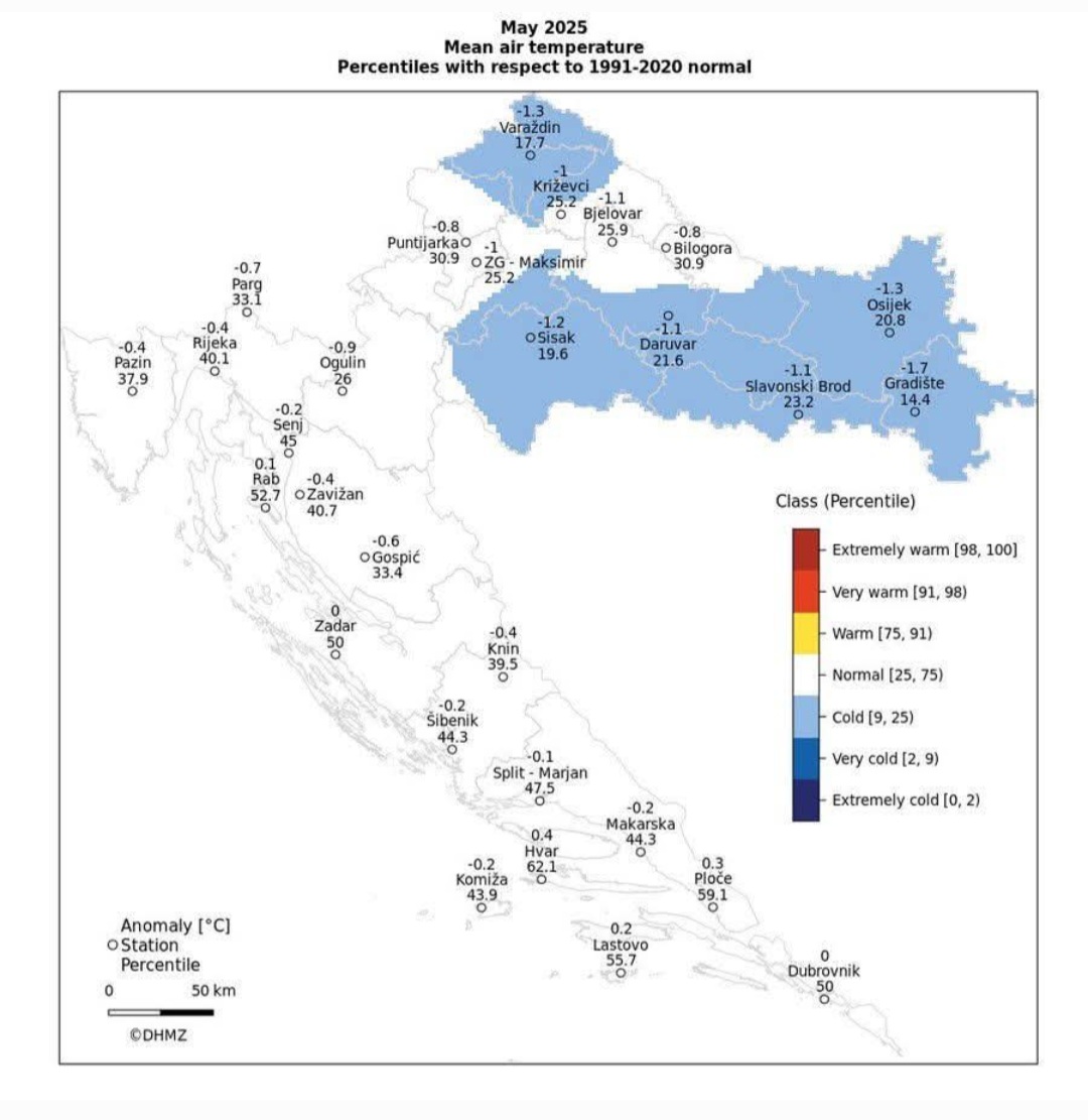 Croazia maggio 2025 temperature