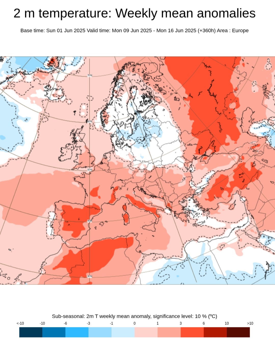 Ecmwf anomalie temperature 9-16 giugno