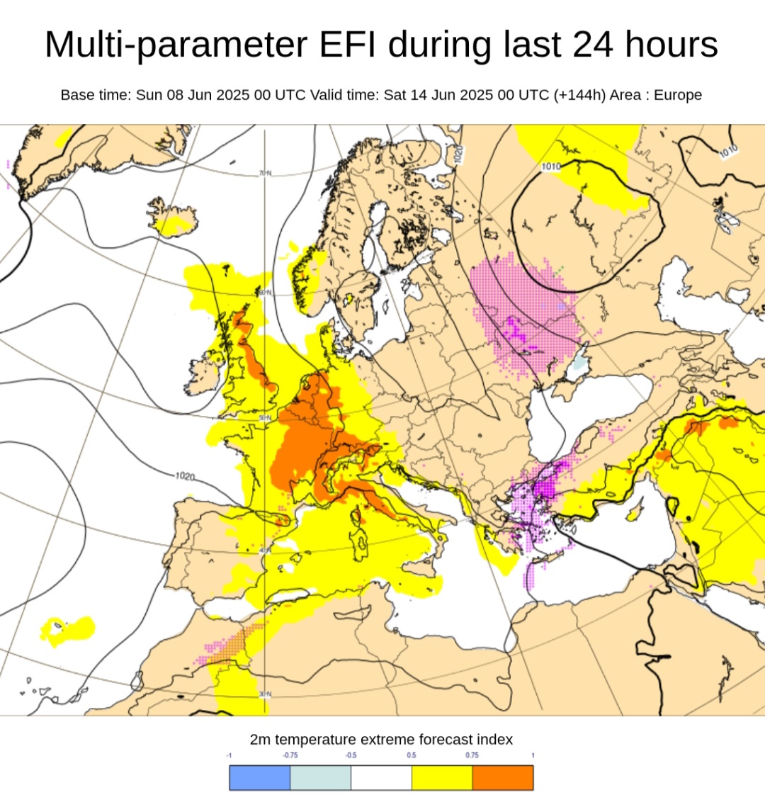EFI ECMWF 14 giugno
