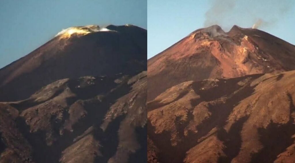 Eruzione Etna prima e dopo