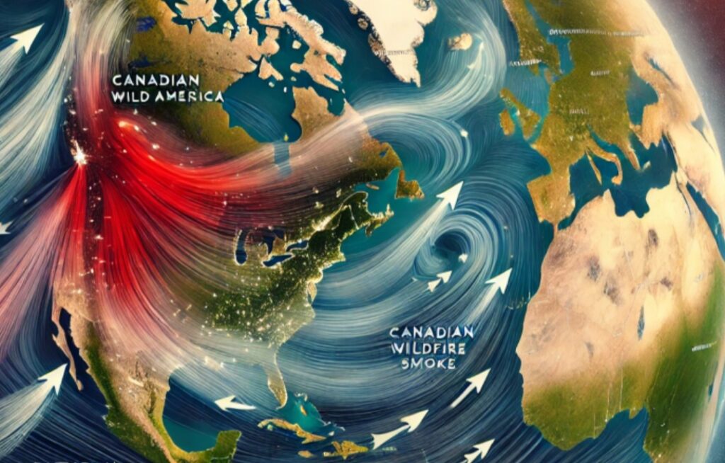 Fumo incendi Canada verso l'Italia