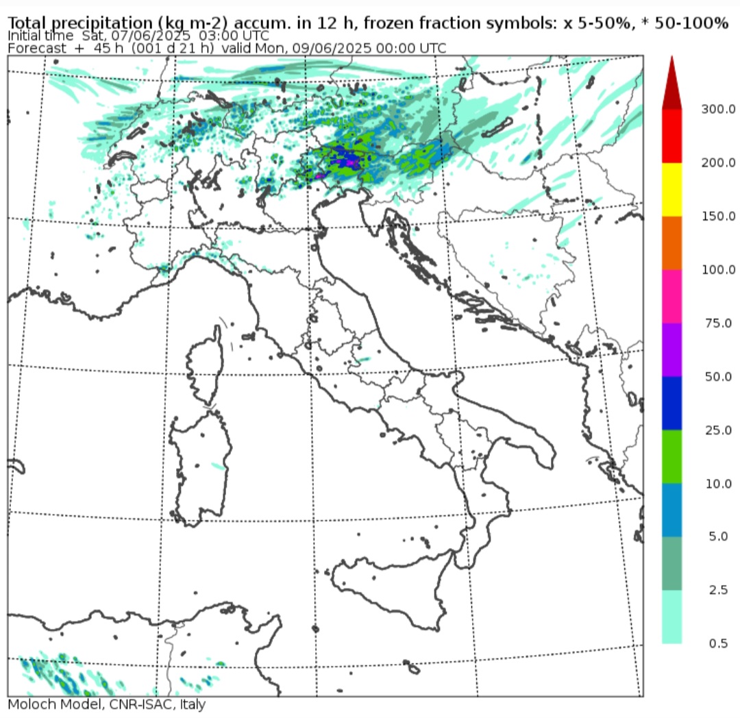Piogge Nord Italia 7-8 giugno 2025
