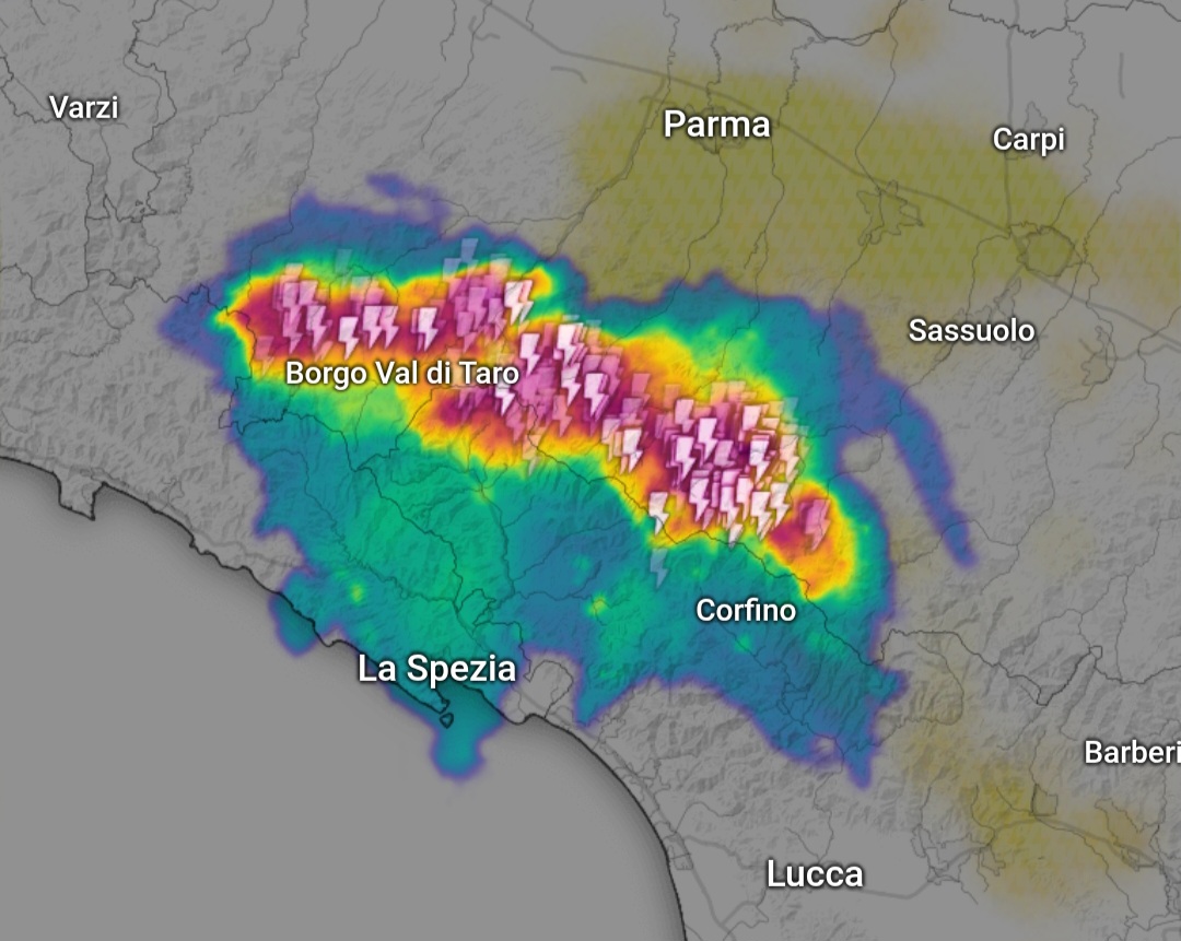 Radar e fulmini Liguria Emilia
