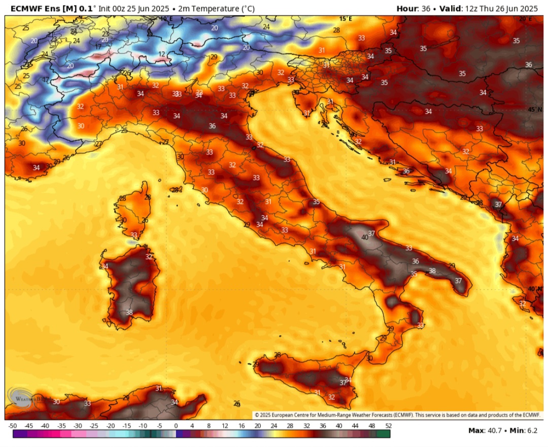 Temperature al suolo 27 giugno