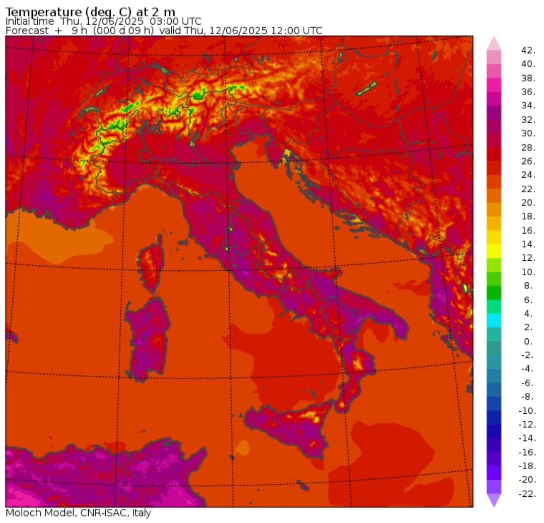 Temperature massime 12 giugno