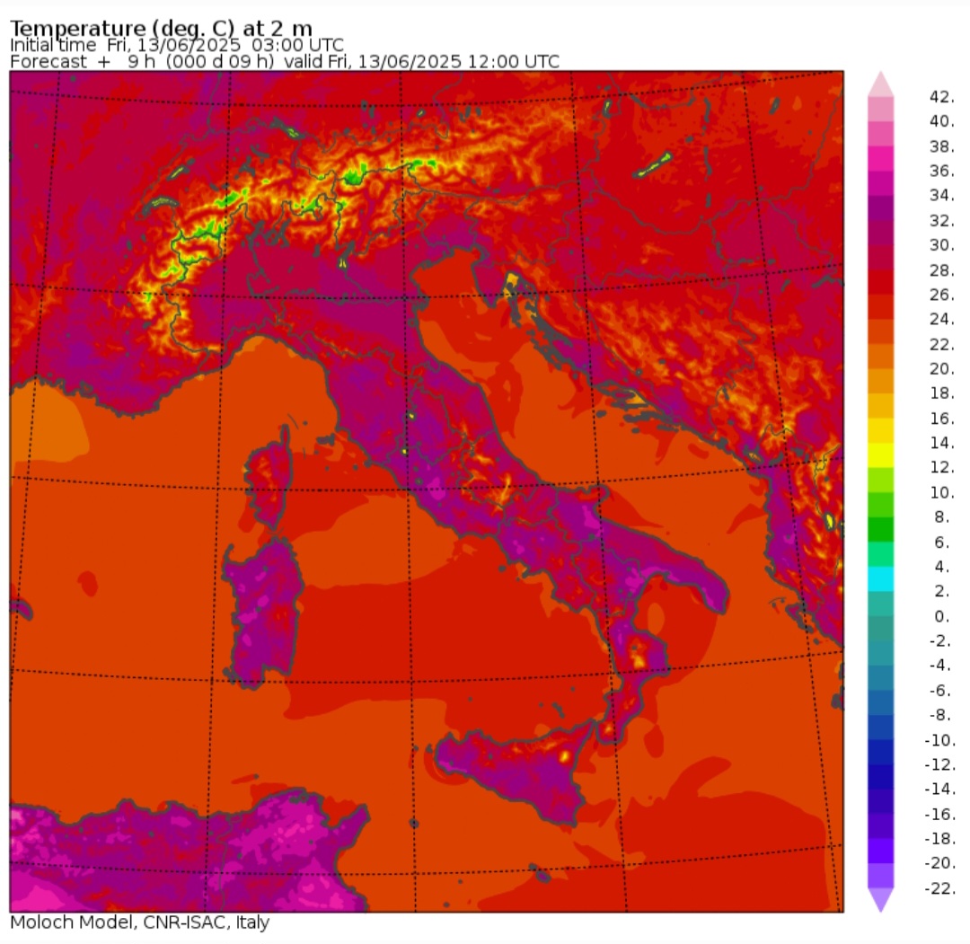 Temperature massime 13 giugno