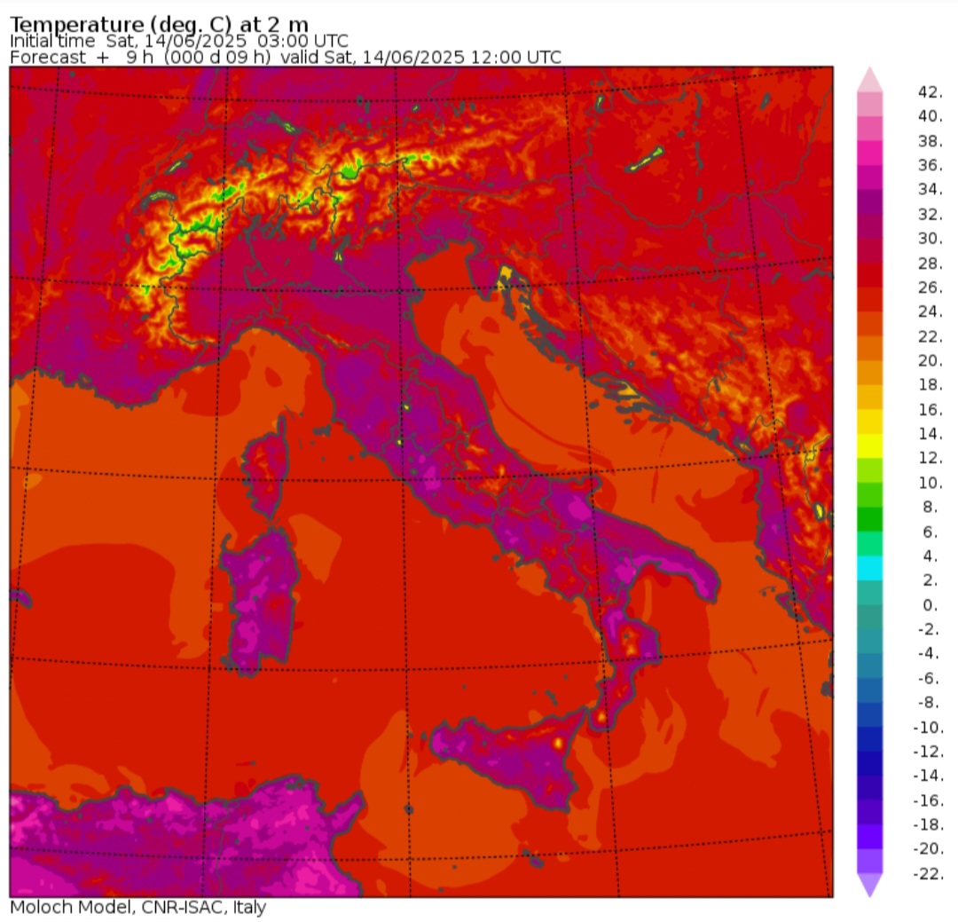 Temperature massime 14 giugno