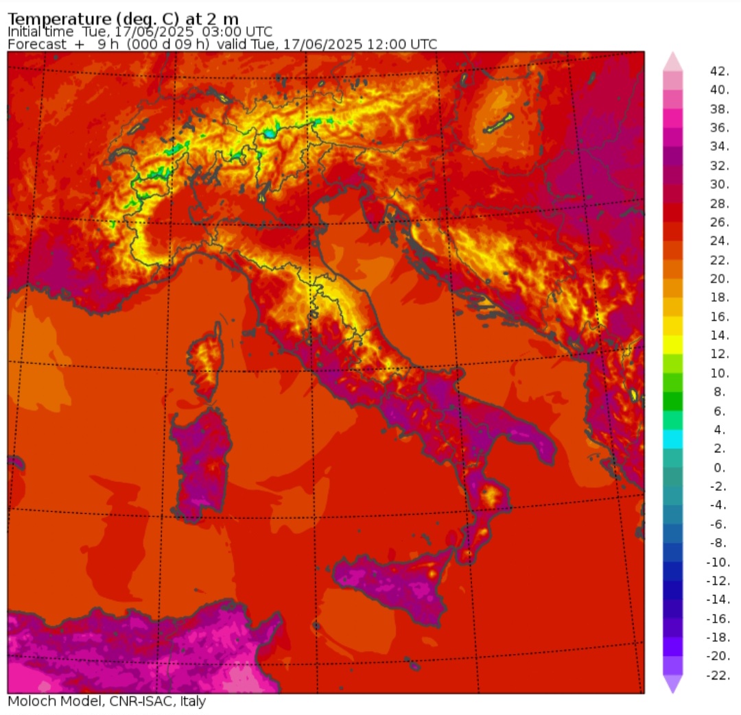 Temperature massime 17 giugno