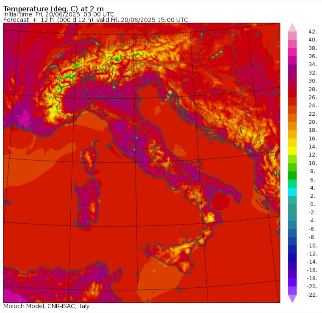 Temperature massime 20 giugno