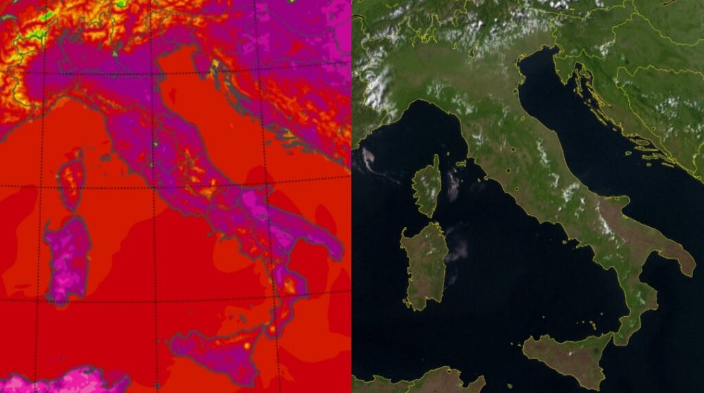 Temperature massime e satellite 25 giugno