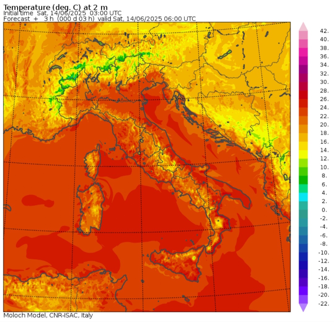 Temperature minime 14 giugno 