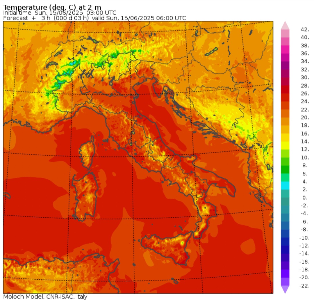 Temperature minime 15 giugno