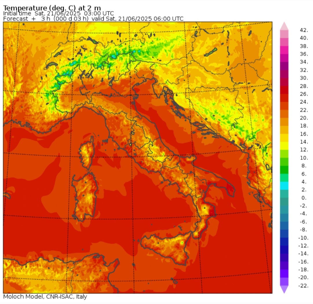 Temperature minime 21 giugno
