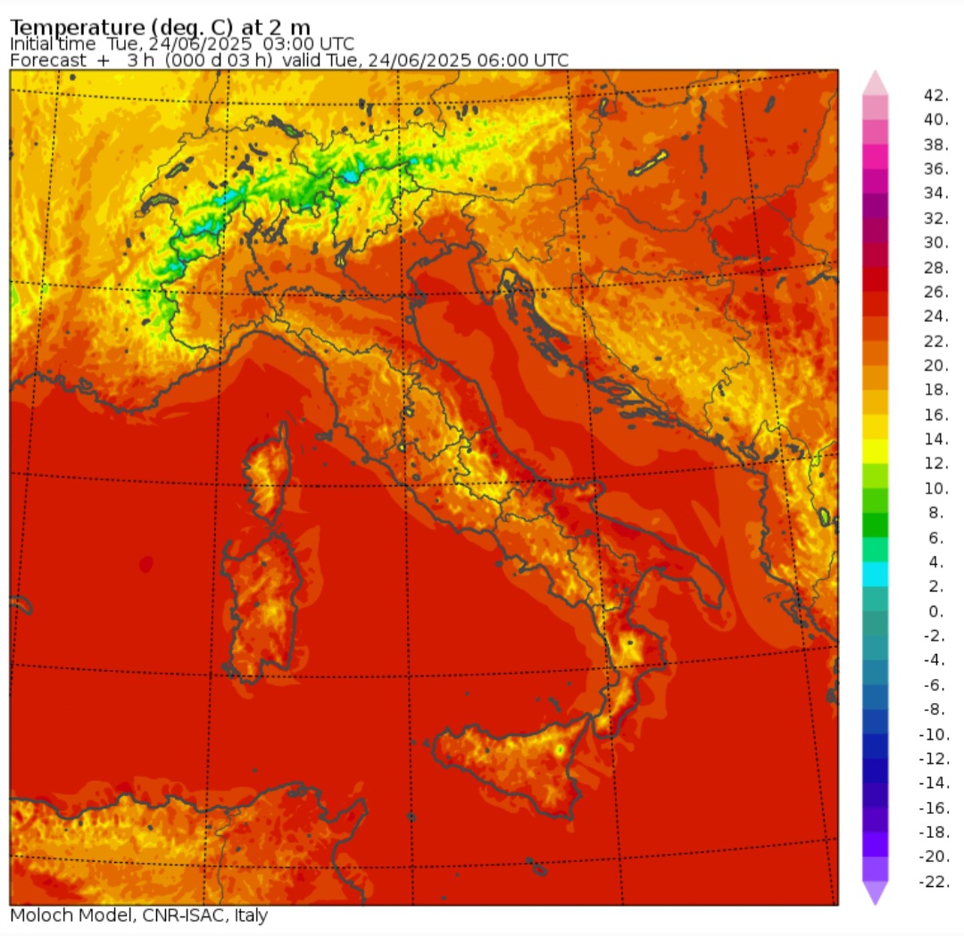 Temperature minime 24 giugno