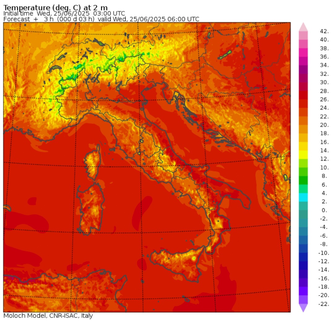 Temperature minime 25 giugno