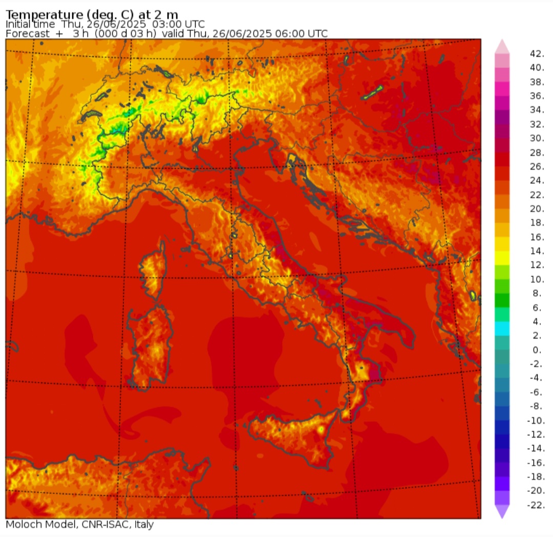 Temperature minime 26 giugno