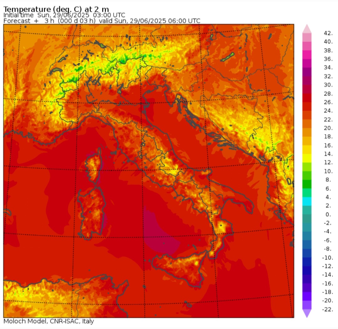 Temperature minime 29 giugno